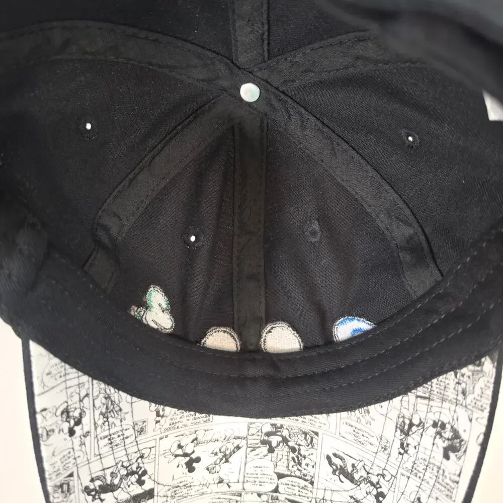 Disney Mickey & Friends Dad Hat Black Mickey Donald Goofy Adjustable Strap Cap